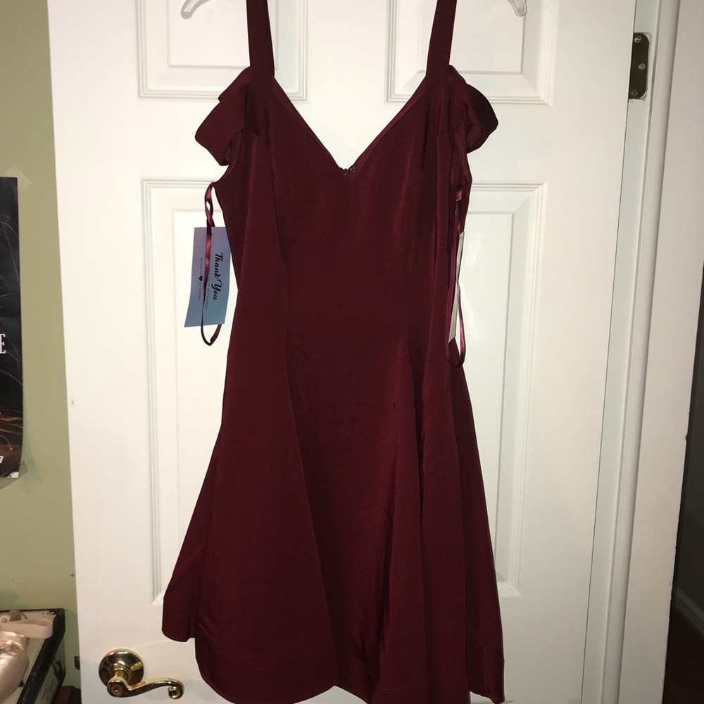 Burgundy Off the Shoulder Dress